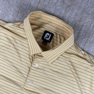 FootJoy Polo Shirt Mens Size XL Black Yellow Striped Golf Performance Stretch‎